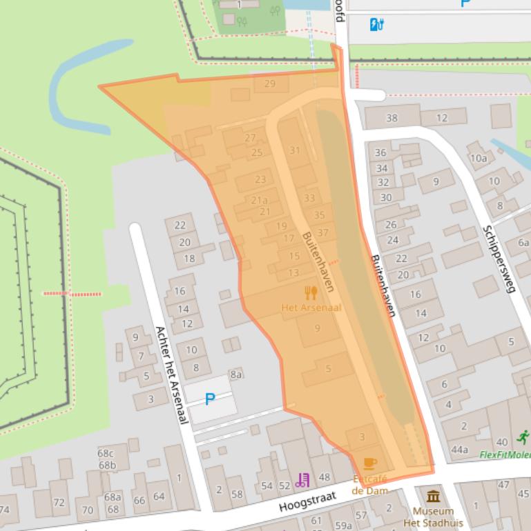 Kaart van postcodegebied 2965AD.