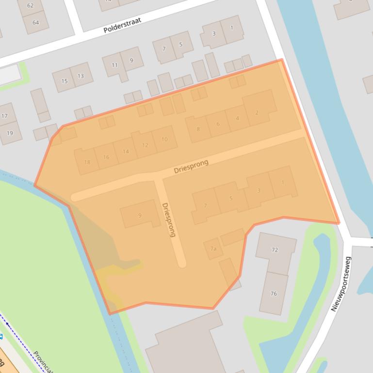 Kaart van postcodegebied 2965AG.