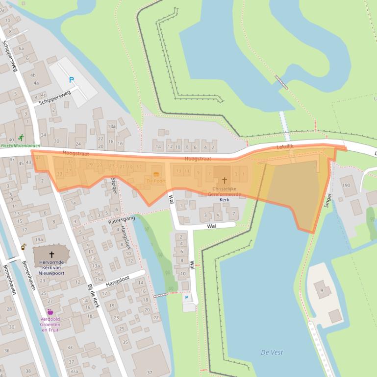 Kaart van postcodegebied 2965AJ.