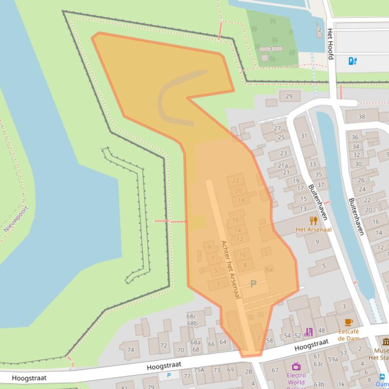 Kaart van postcodegebied 2965AT.