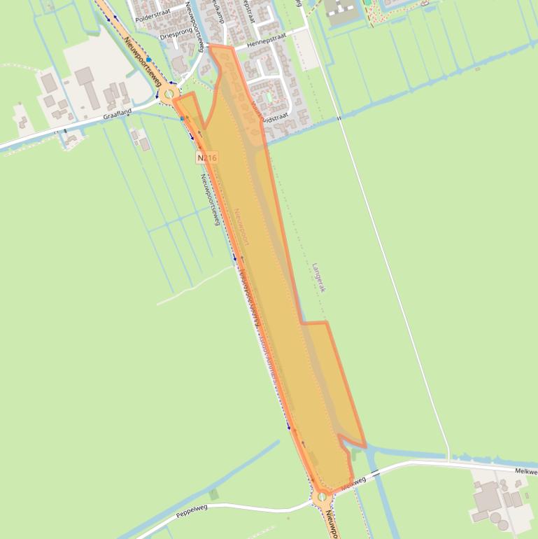 Kaart van postcodegebied 2965BG.