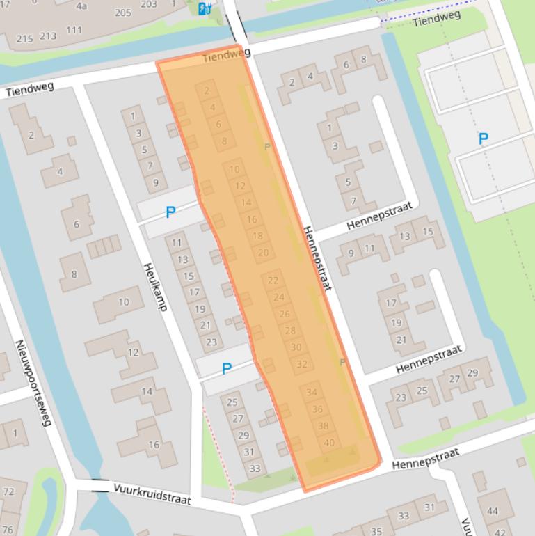 Kaart van postcodegebied 2965CB.