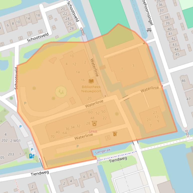 Kaart van postcodegebied 2965CC.