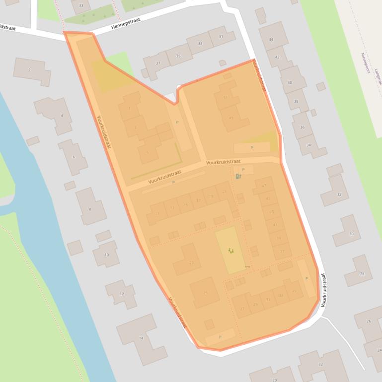 Kaart van postcodegebied 2965CJ.