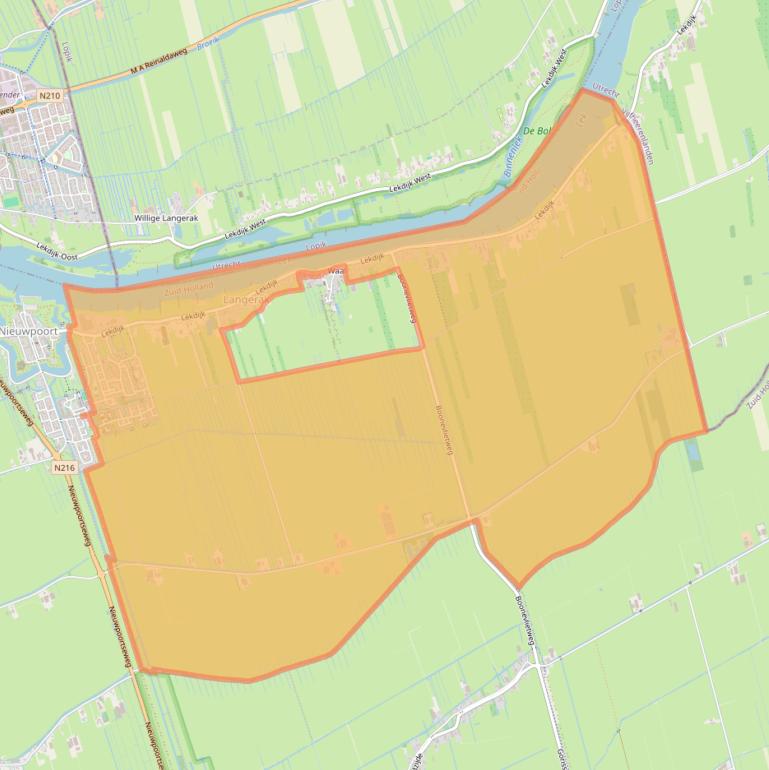 Kaart van postcodegebied 2967.