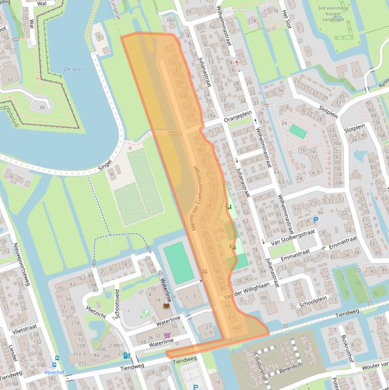 Kaart van postcodegebied 2967EC.