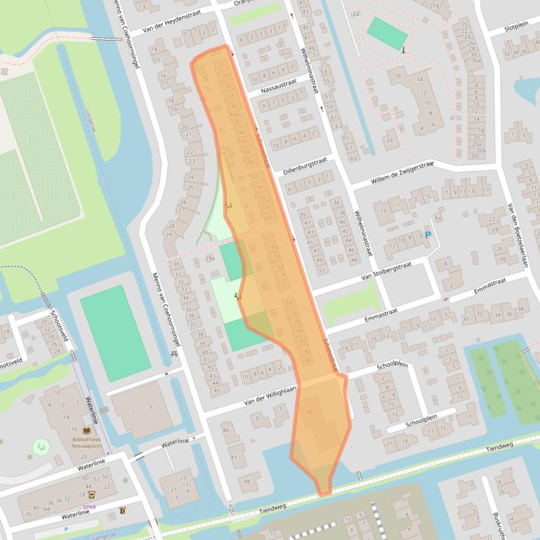 Kaart van postcodegebied 2967EG.