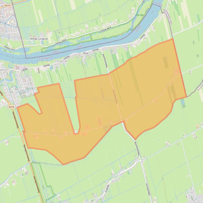 Kaart van postcodegebied 2967LA.
