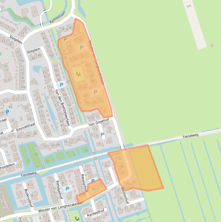 Kaart van postcodegebied 2967XH.