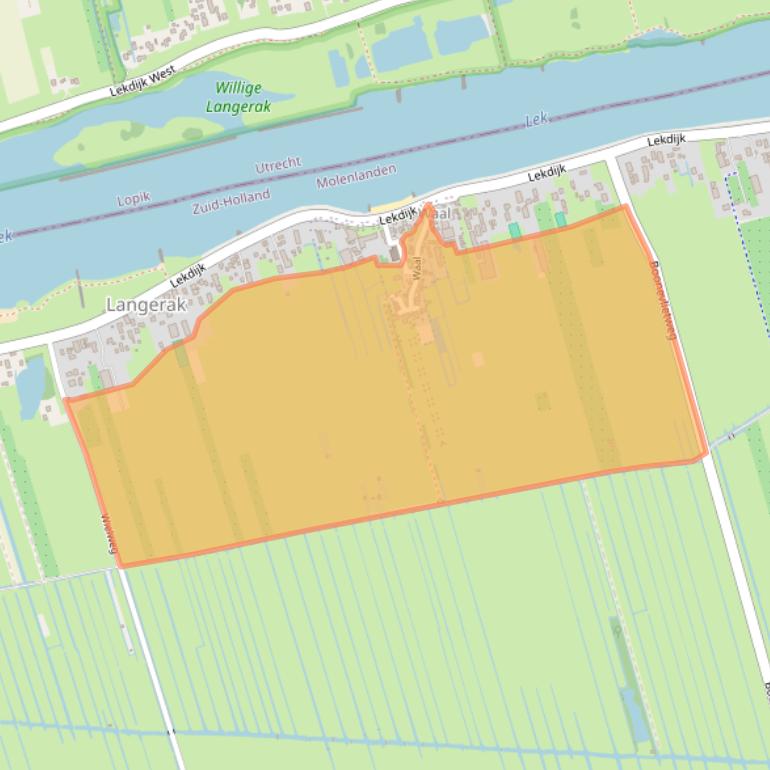 Kaart van postcodegebied 2968GB.