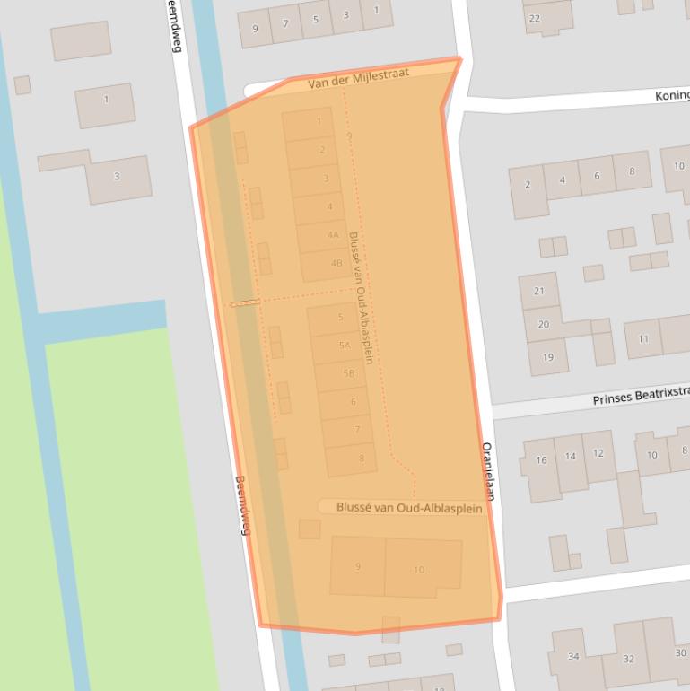 Kaart van postcodegebied 2969AA.