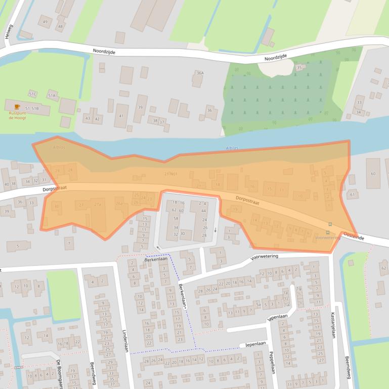 Kaart van postcodegebied 2969AC.