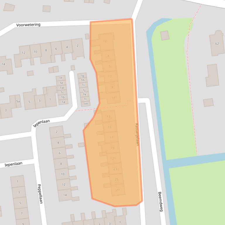 Kaart van postcodegebied 2969AH.