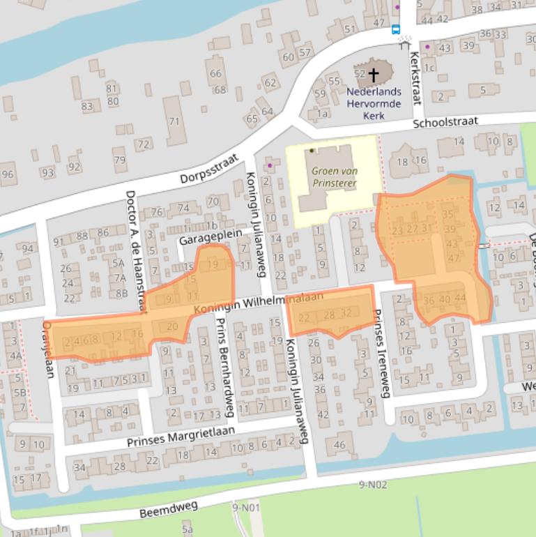 Kaart van postcodegebied 2969AN.