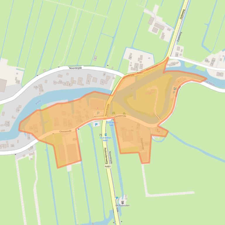 Kaart van postcodegebied 2969AS.