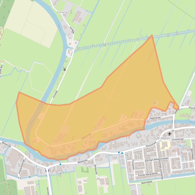 Kaart van postcodegebied 2969AZ.