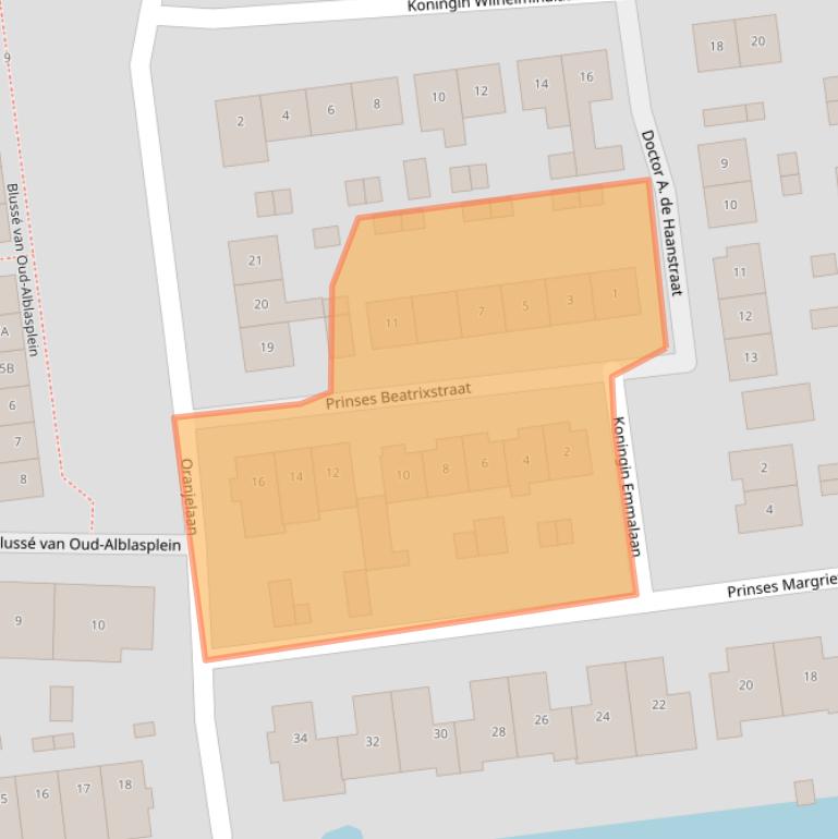 Kaart van postcodegebied 2969BB.