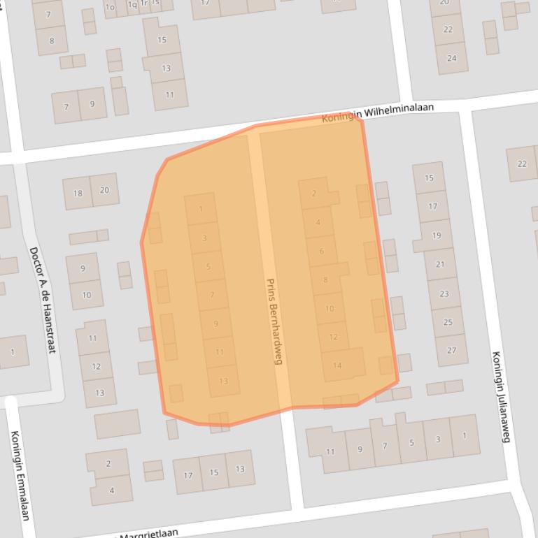 Kaart van postcodegebied 2969BC.