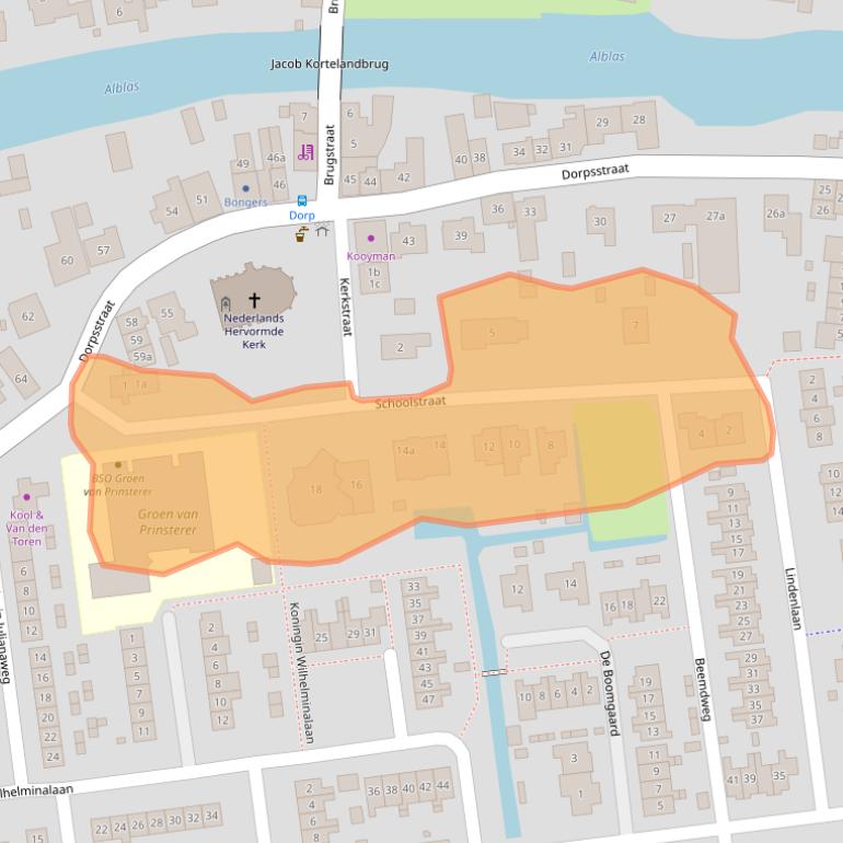 Kaart van postcodegebied 2969BG.