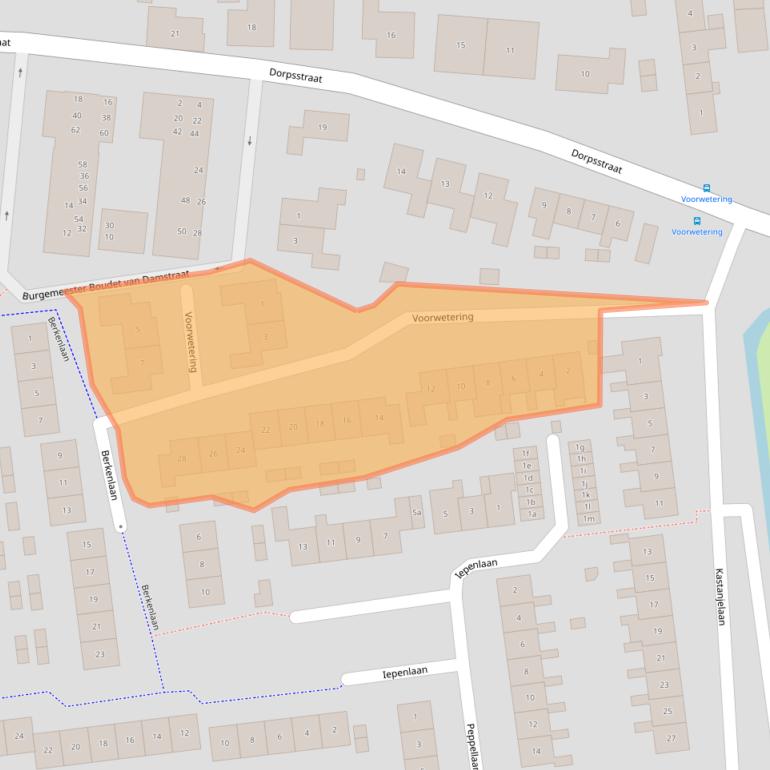 Kaart van postcodegebied 2969BJ.
