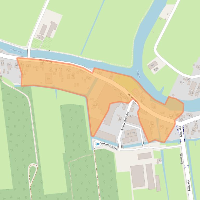 Kaart van postcodegebied 2969BM.