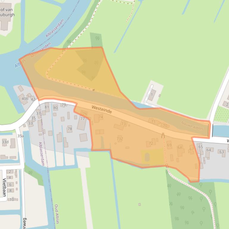 Kaart van postcodegebied 2969BN.