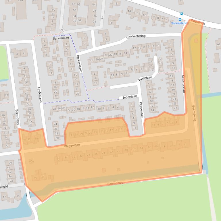 Kaart van postcodegebied 2969BT.