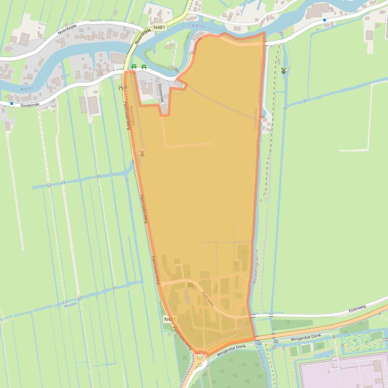 Kaart van postcodegebied 2969BV.