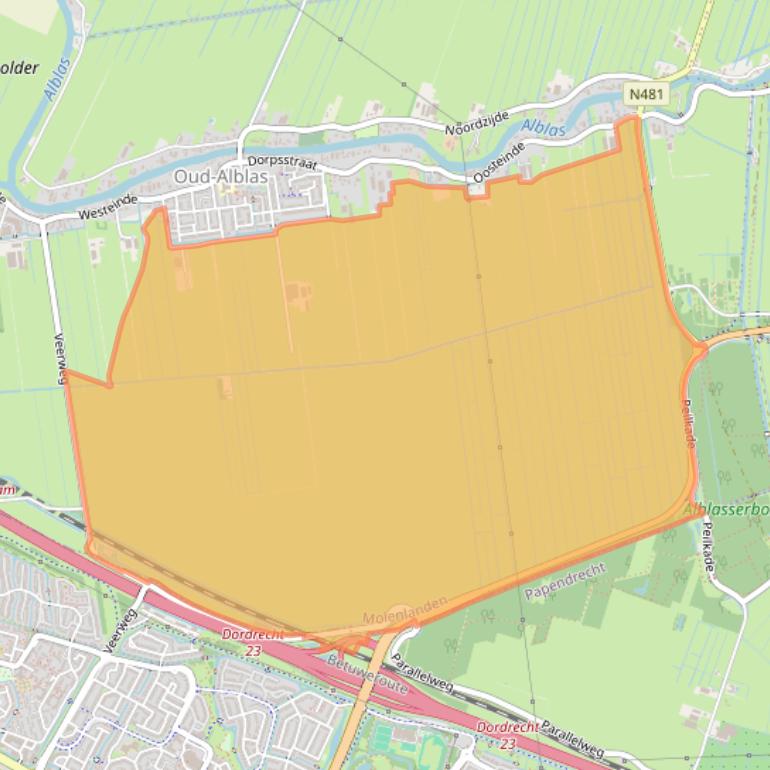 Kaart van postcodegebied 2969CD.