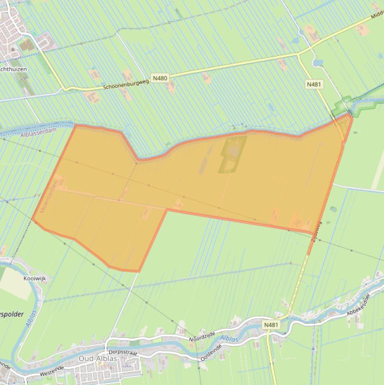 Kaart van postcodegebied 2969LC.