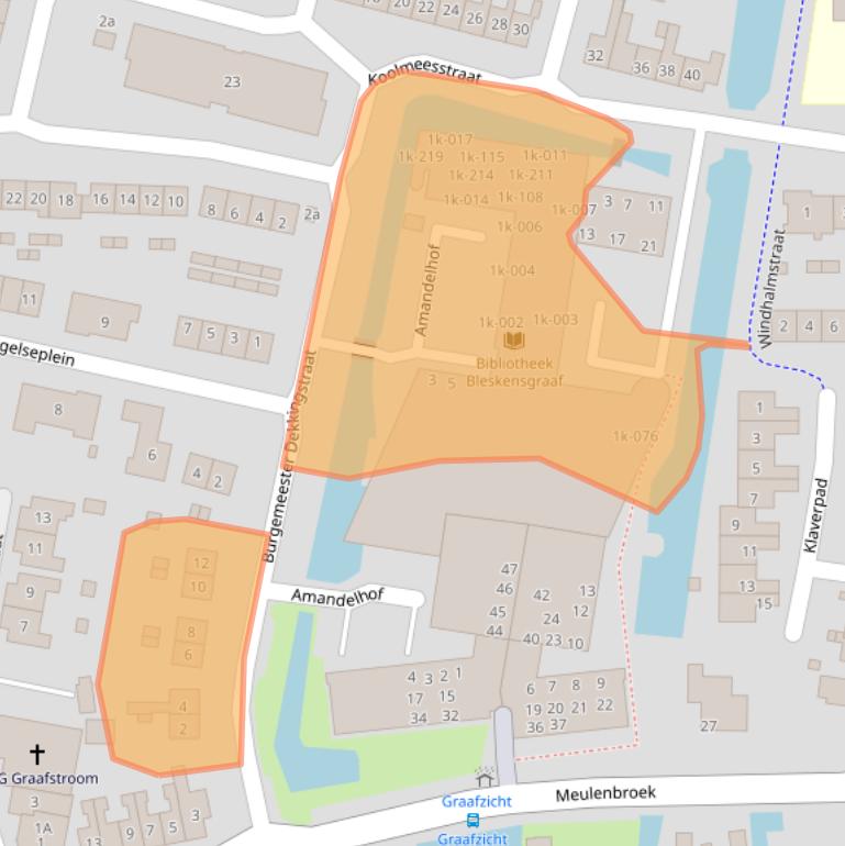 Kaart van postcodegebied 2971AC.