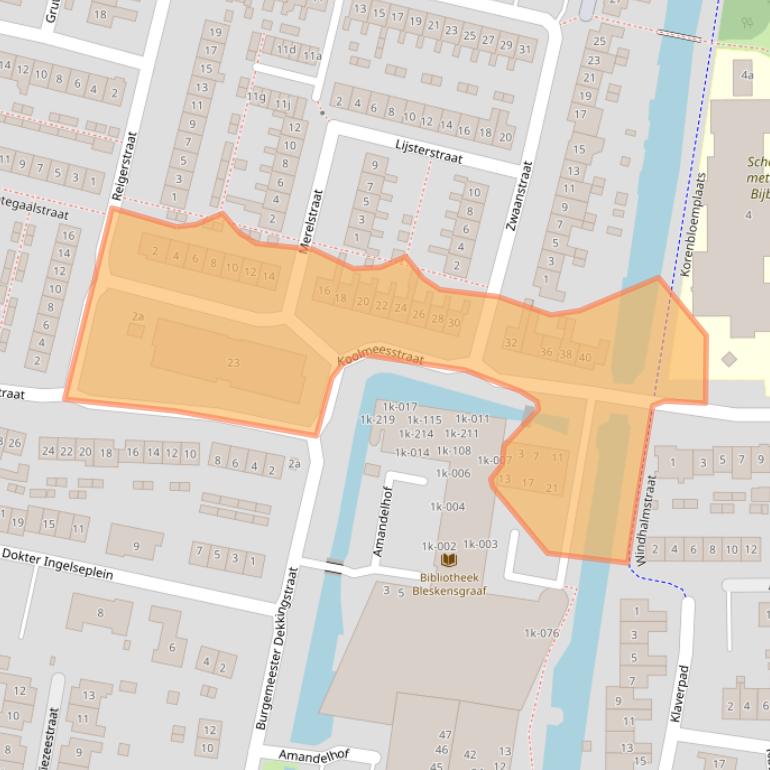 Kaart van postcodegebied 2971AN.