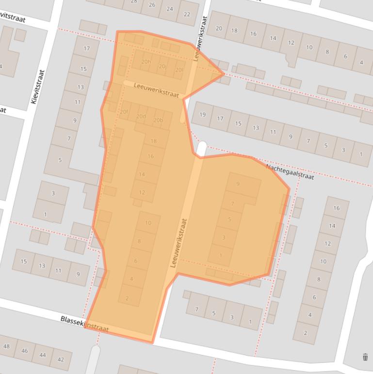 Kaart van postcodegebied 2971AP.