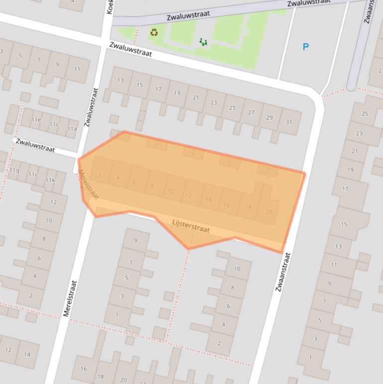 Kaart van postcodegebied 2971AS.