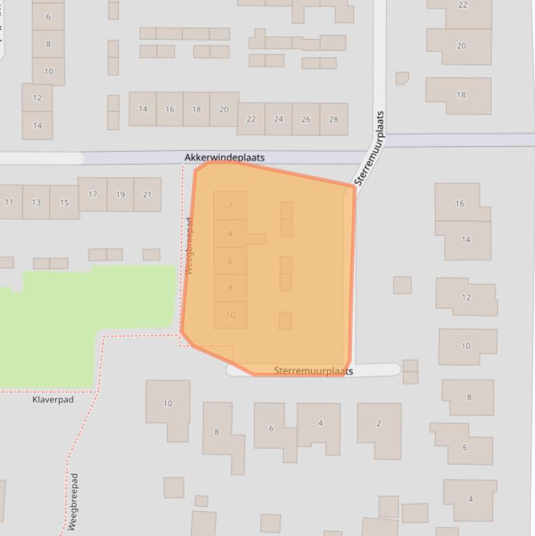 Kaart van postcodegebied 2971BE.