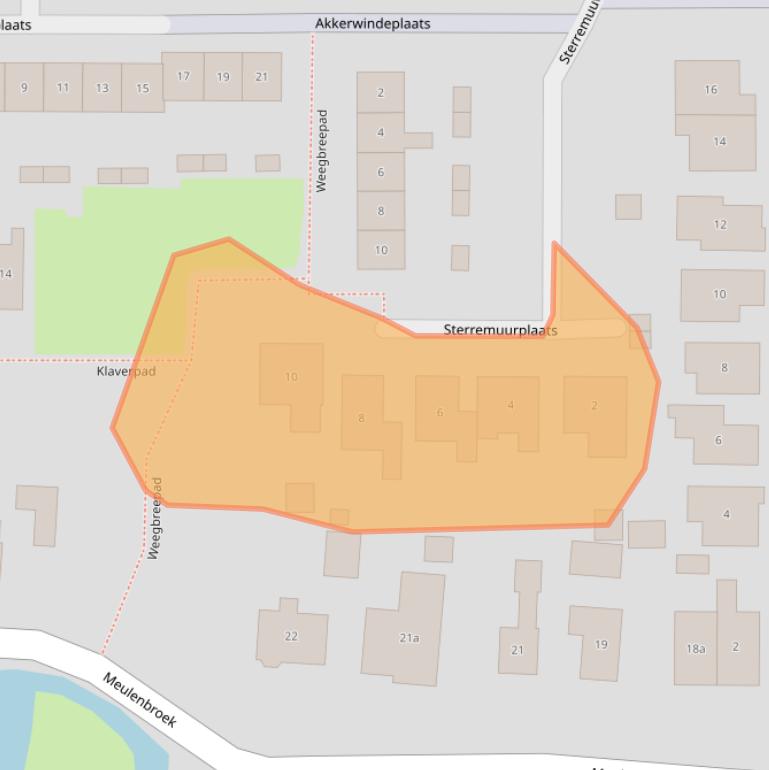 Kaart van postcodegebied 2971BJ.