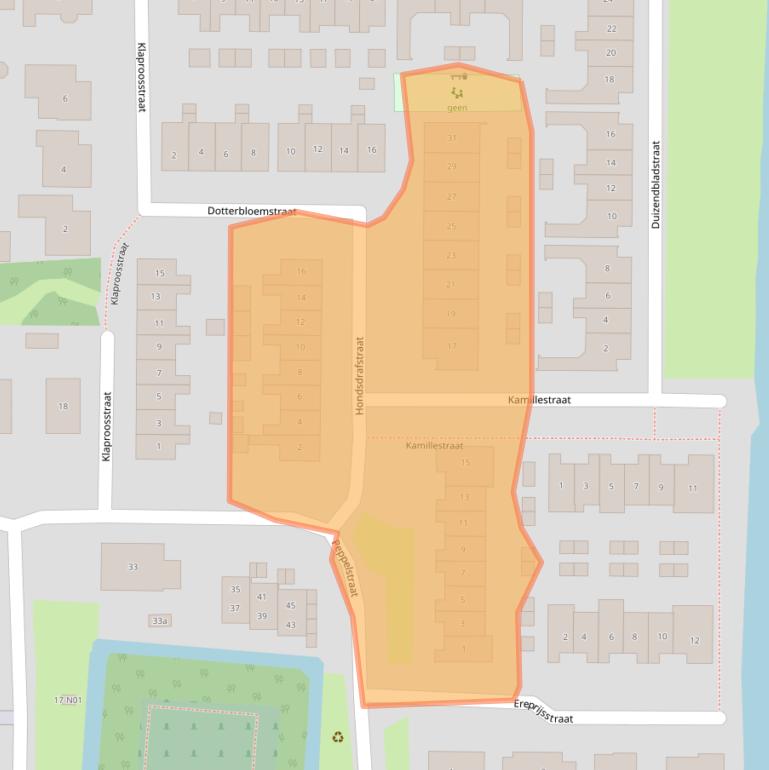 Kaart van postcodegebied 2971BT.