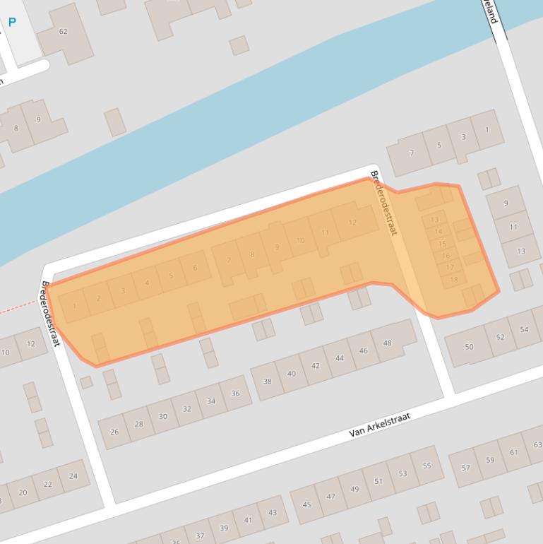 Kaart van postcodegebied 2973AA.