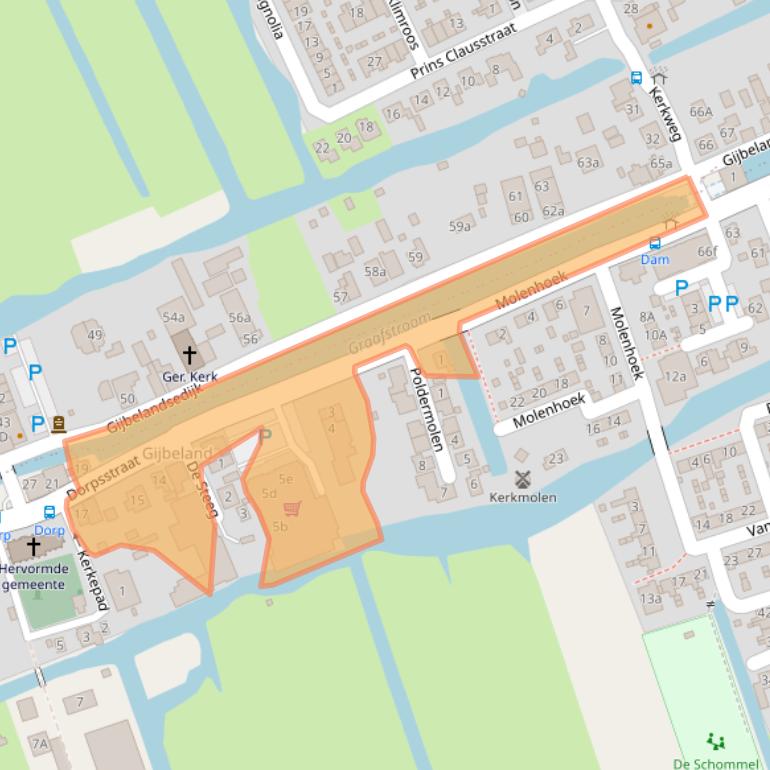 Kaart van postcodegebied 2973AB.