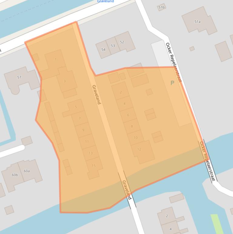 Kaart van postcodegebied 2973AE.