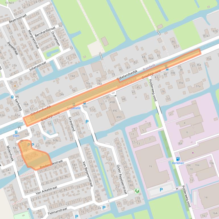 Kaart van postcodegebied 2973AH.