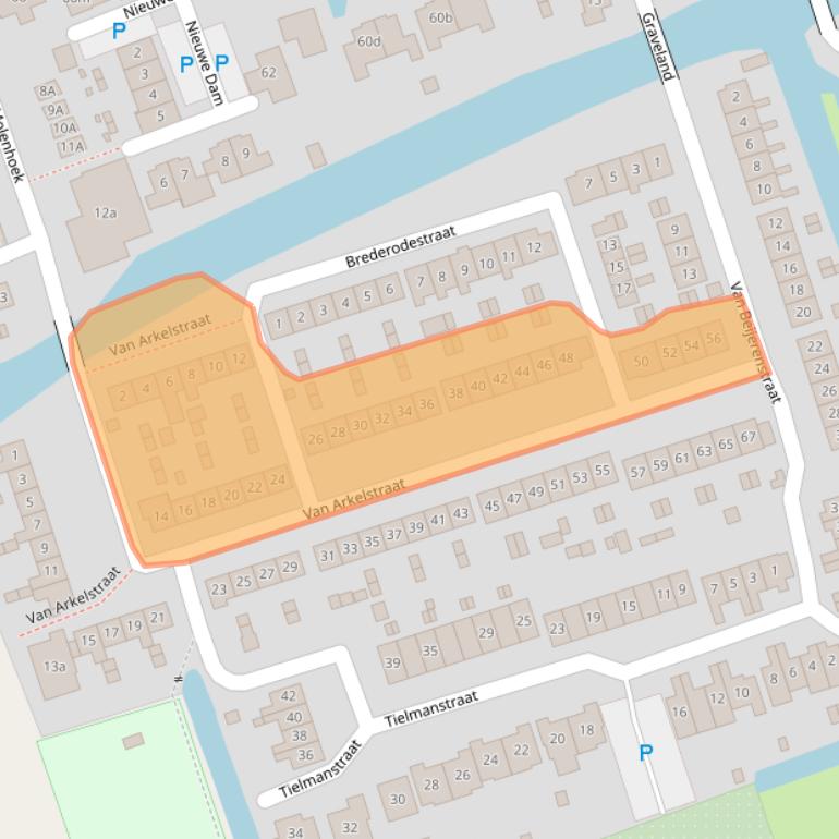 Kaart van postcodegebied 2973AL.