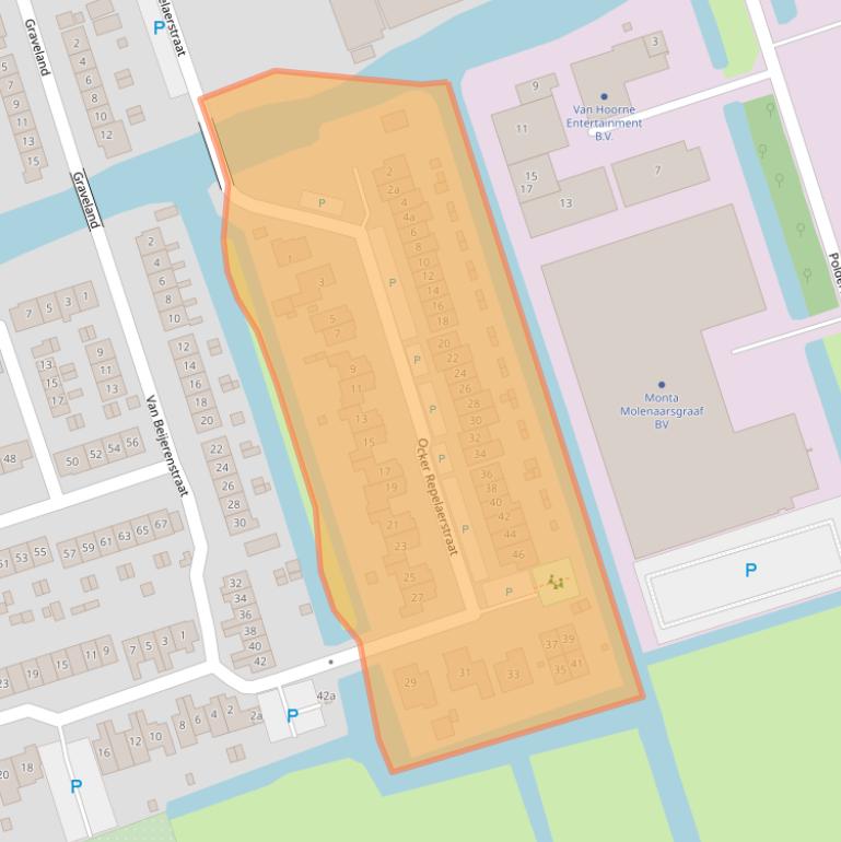 Kaart van postcodegebied 2973AV.