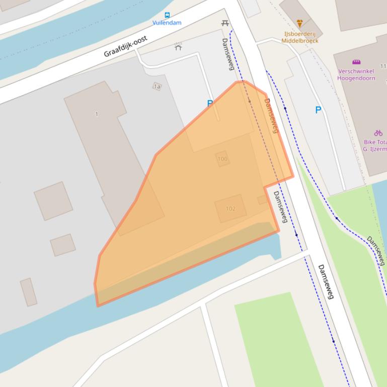 Kaart van postcodegebied 2973LB.