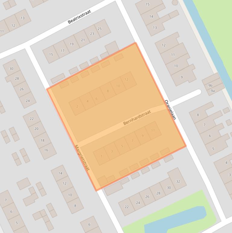 Kaart van postcodegebied 2974BB.