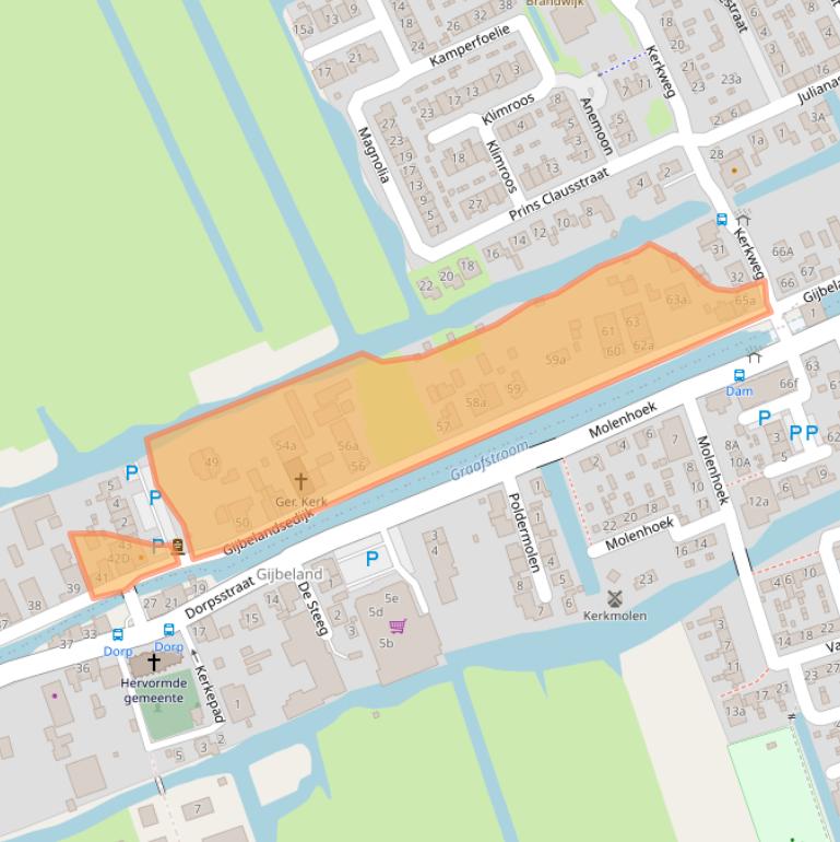 Kaart van postcodegebied 2974BD.