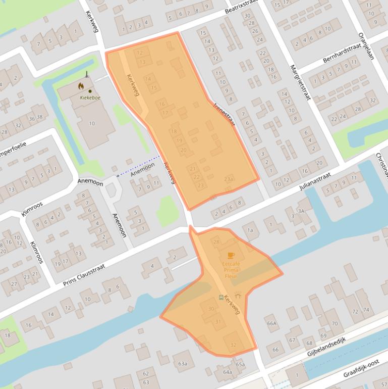 Kaart van postcodegebied 2974BH.