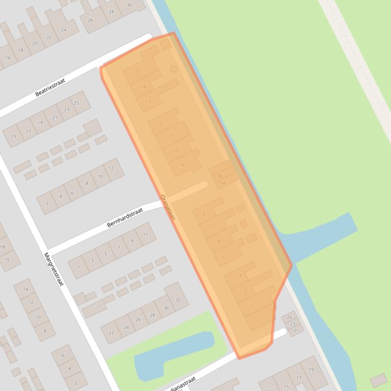 Kaart van postcodegebied 2974BK.