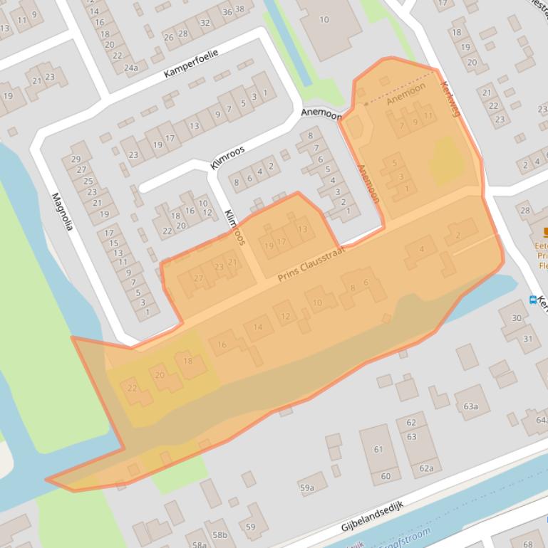 Kaart van postcodegebied 2974BL.