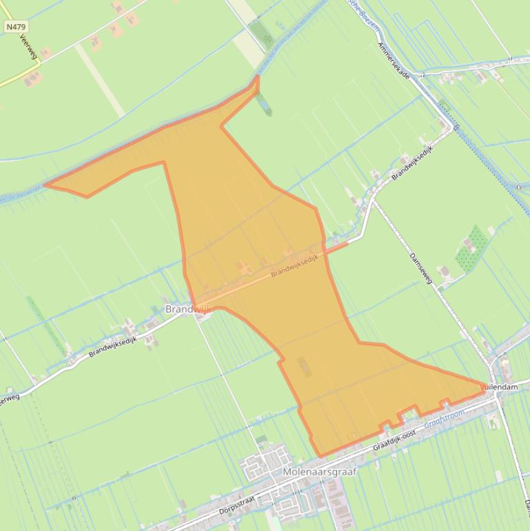 Kaart van postcodegebied 2974LC.